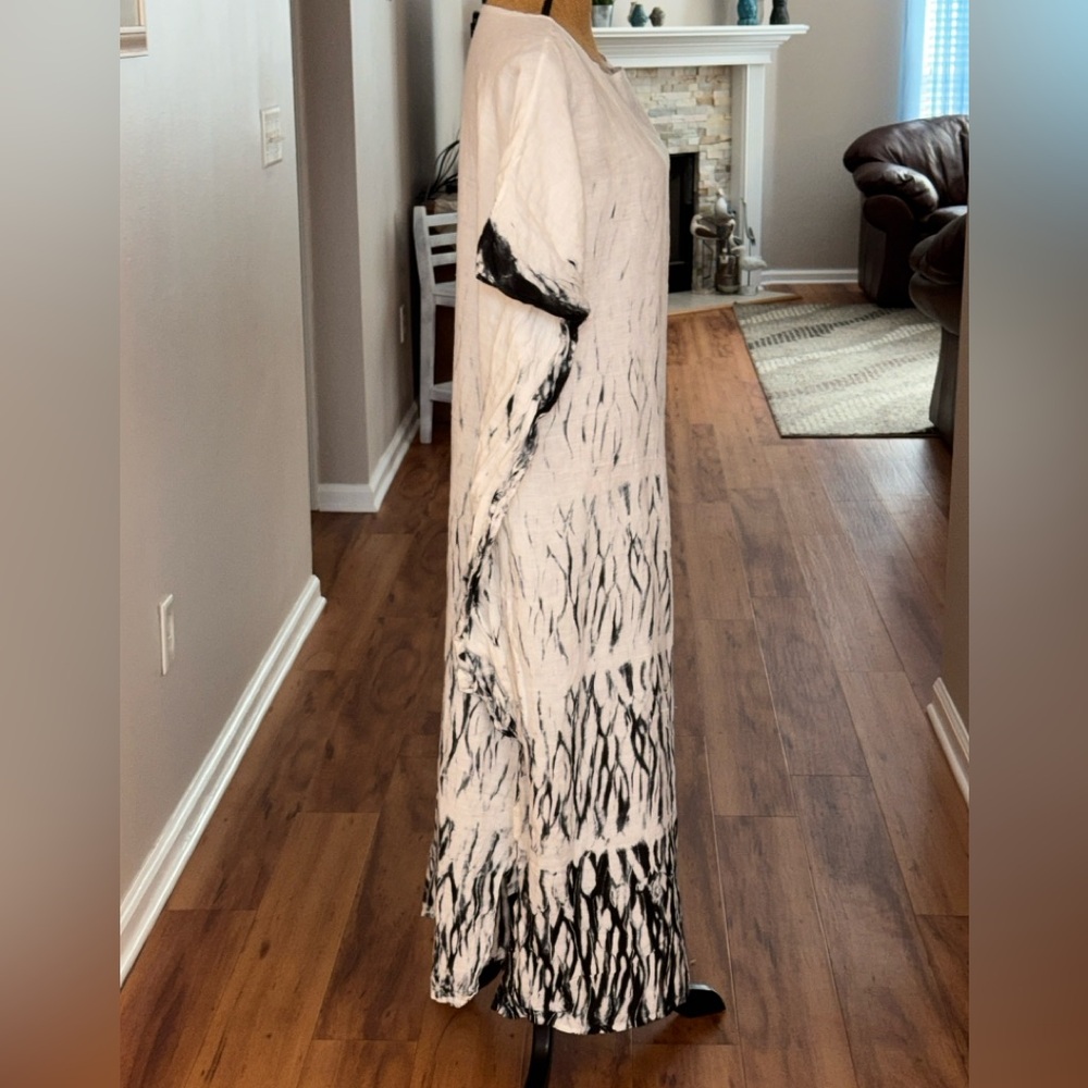 Hyena Brand BoHo tie dye Oversized rayon Cottagecore maxi woven Kaftan Dress M/L - Picture 5 of 11